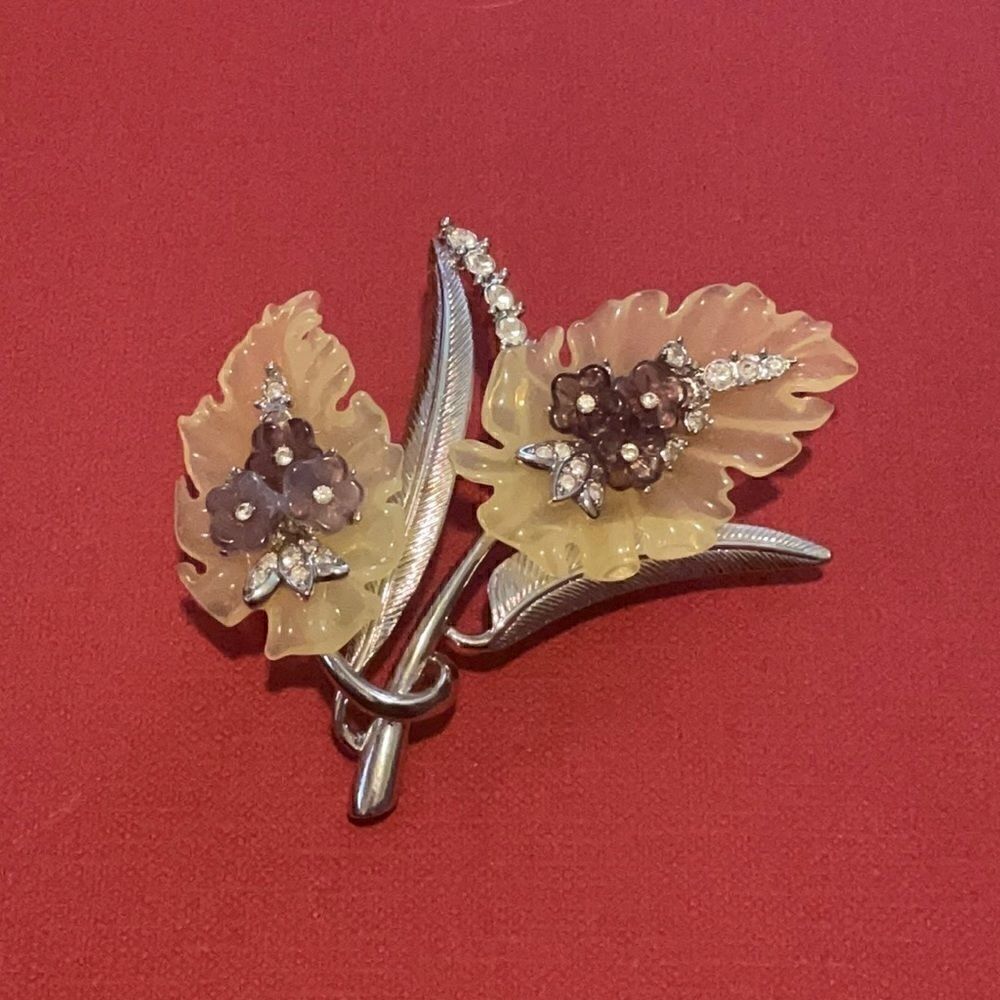 Vintage signed Nolan Miller Crystal Flower Brooch-Pin